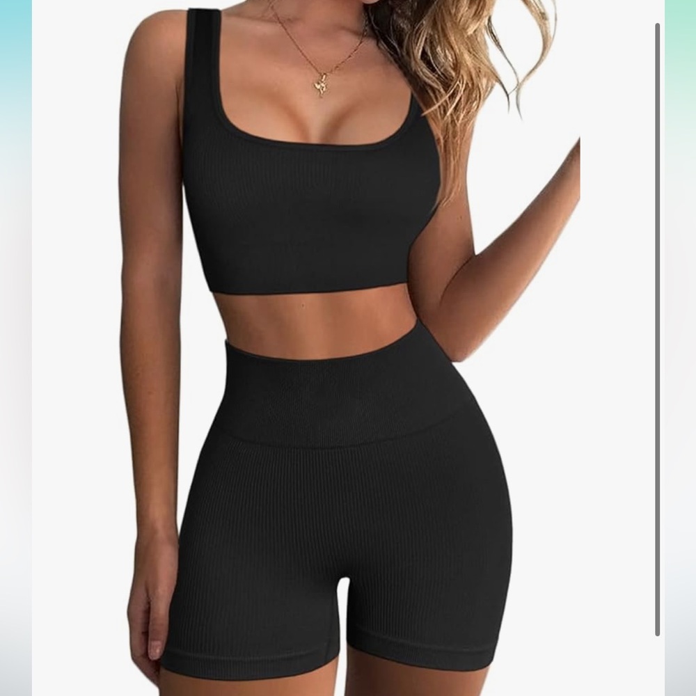 Black Ribbed 2-Piece Set
